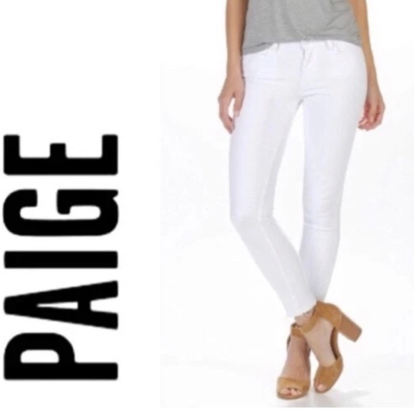 PAIGE Crisp White Verdugo Ultra Skinny Denim Jeans - Picture 1 of 11